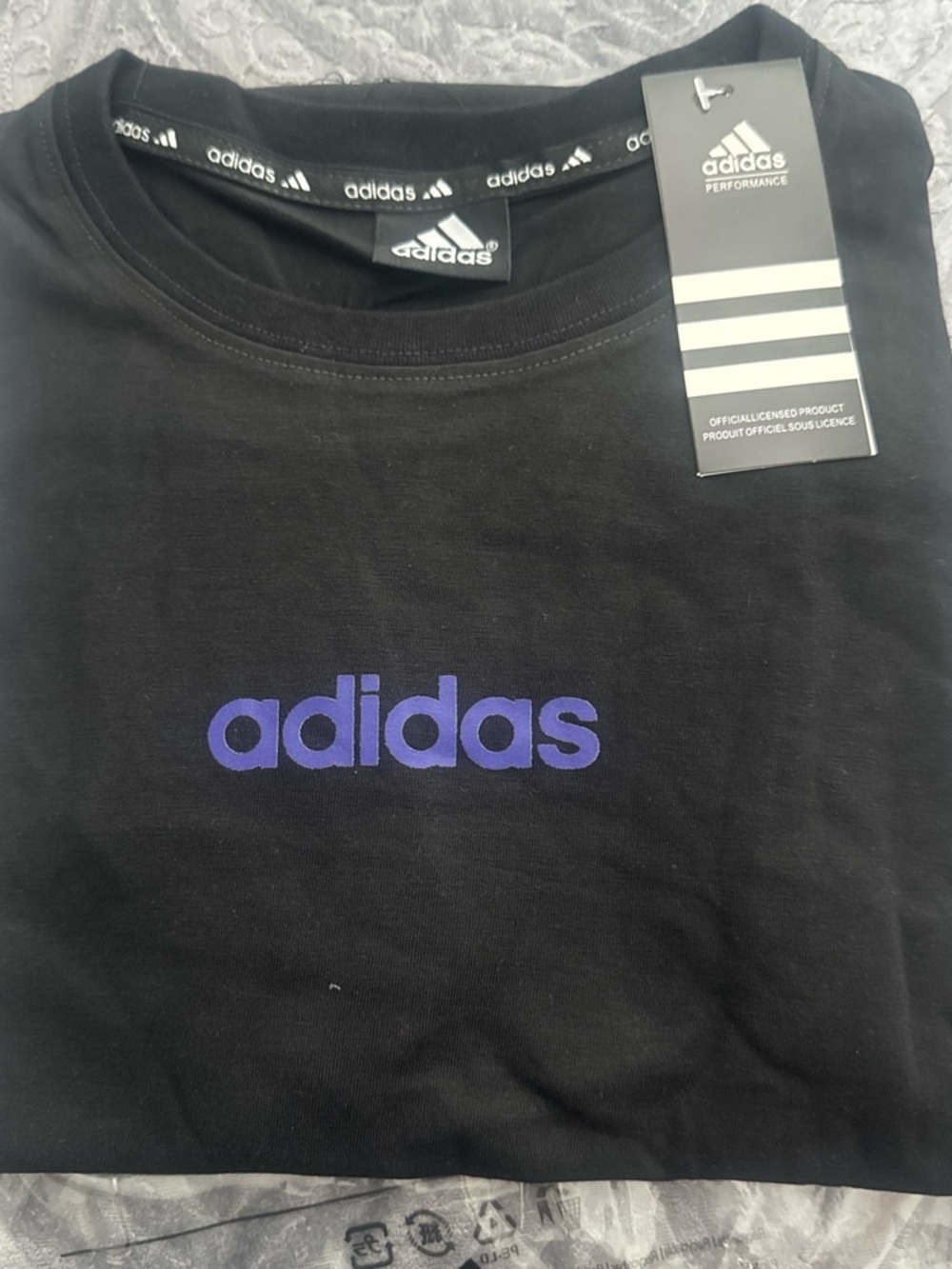 adidas Black Tee with Purple Logo